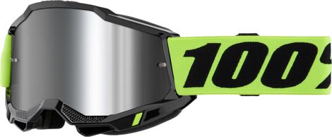 100% Accuri 2 Mask in Neon Yellow with Silver Mirror Lenses
