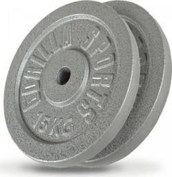 Disques de poids en fonte gris - De 0 5 KG à 30 KG - Poids : 30 KG (2 x 15 KG)