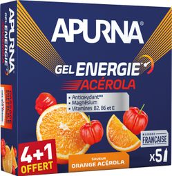 Set of 5 Apurna Energy Gels Difficult Passage Acerola Orange 5x35g