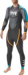 Tuta da triathlon TYR Hurricane Cat 2 Nera / Blu / Arancione
