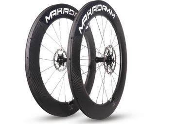 Paire de roues carbone route – MaKadamm evora 79 disc xpremium à pneus – 1492 gr la paire – centerlock – axe 12x100 | 12x142