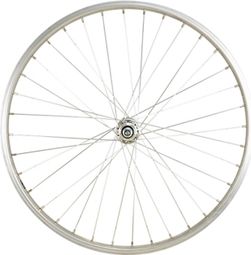 Roue vtt 24  av ecrou. axe plein jante alu argent mach1. m110 moy. miche magnum v-brake 36