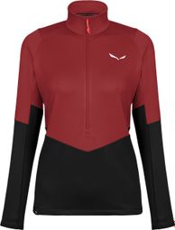 Women's Salewa Puez Polarlite Half Zip Fleece Red/Black