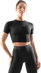 T-shirt crop top fitness manches courtes femme Sculpt Noir