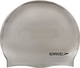 SPEEDO Swimcap Plain Flat Silicone Silver