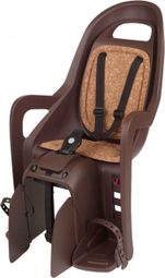 PORTE BEBE-SIEGE ENFANT ARRIERE POLISPORT A FIXER SUR PORTE BAGAGE FIXATION ETAU GROOVY BIO MARRON COUSSIN LIEGE RECYCLABLE (9 A 22Kgs) HOMOLOGUE EN 14344