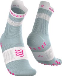 Compressport Pro Racing V4.0 Run High sokken Blauw/Roze