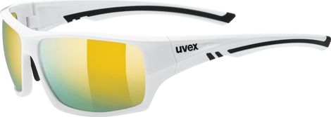 Unisex Brille Uvex Sportstyle 222 Weiß/Gelbe Spiegelgläser Polarisiert