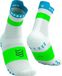 Compressport Pro Racing V4.0 Run High sokken Wit/Blauw/Groen