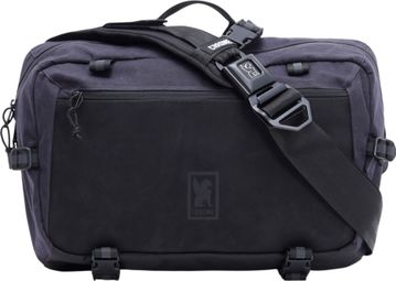 Kadet Max schoudertas 15 l, zwart canvas en leer