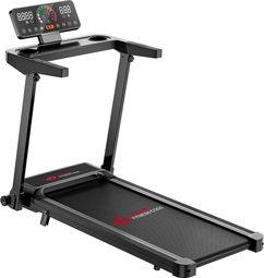 Tapis de course Fitness Q8 avec poignées pliable compact Noir