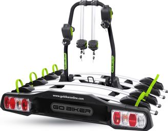 GO BIKER PRO Z4 Porte-vélos pour 4 vélos - Attelage avec levier - Système de Sécurité - Châssis Acier/Aluminium - Supporte 15kg par rail
