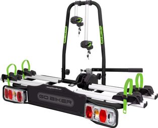 GO BIKER E-TREK Porte-vélos pour 2 vélos - Attelage avec levier - Système de Sécurité - Châssis Acier/Aluminium - Supporte 30kg par rail