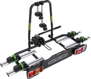 Porte-vélos sur attelage E-TREK pour 2 vélos électriques - Système de Sécurité - Châssis Acier/Aluminium - Supporte 30kg/rail
