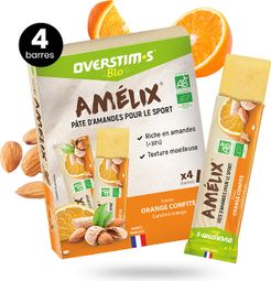 4 Barres énergétiques Overstims Amelix Bio Orange Confite