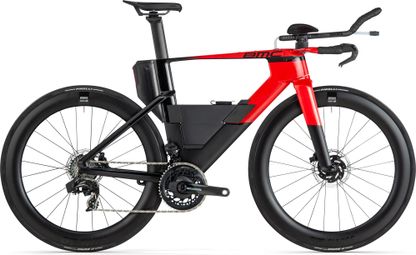 Vélo de Triathlon BMC Speedmachine 01 Two Sram Force eTap AXS 12V 700 mm Rouge Neon Noir Carbon 2024