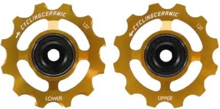 CyclingCeramic 12 teeth pulleys for Compagnolo Super Record EPS, Super Record, Record and Chorus Mechs derailleurs - 12 speed Gold