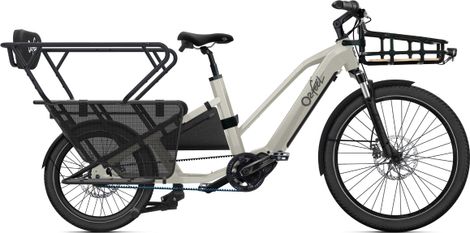 Vélo Cargo Longtail Électrique O2Feel Equo Cargo 7.3 Shimano Nexus 5V Courroie 835 Wh 20/26'' Beige Pack Family