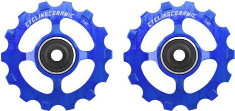 CyclingCeramic Smalle 14T kooi voor Shimano Dura-Ace R9100/Ultegra R8000/Ultegra RX/GRX/XT/XTR 11V Blauwe derailleur