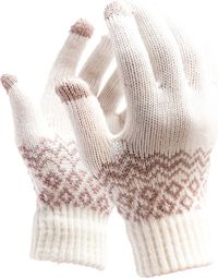 Gants Hiver R2B Gants tactiles tricotés Taille S/M Blanc