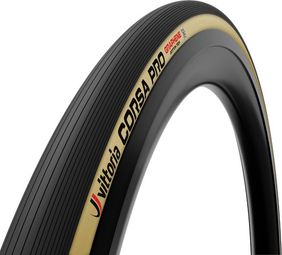 Neumático de carretera Vittoria Corsa Pro 700 mm Tubeless Ready Grafeno blando G2.0 + compuesto de sílice Flancos beige