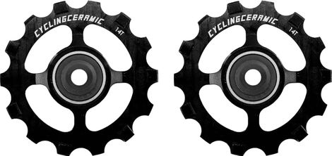 CyclingCeramic Narrow 14T Pulley Wheels for Shimano XT/XTR 12S Derailleur Black