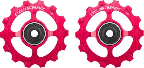 CyclingCeramic Smalle 14T Katrolwielen voor Shimano XT/XTR 12S Derailleur Rood