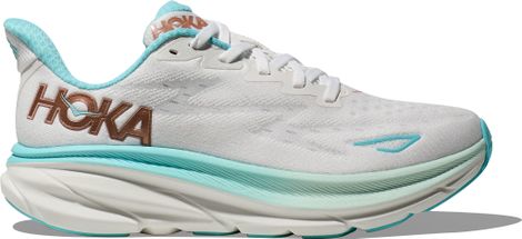 Chaussures Running Hoka Clifton 9 Blanc / Bleu / Or Femme