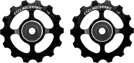 CyclingCeramic Narrow 14T pulleys for Sram Apex 1 / Force CX1 / Force 1 / Rival 1 / XX1 / X01 11V Black derailleur