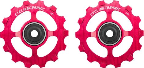 CyclingCeramic Narrow 14T Pulley Wheels für Sram Apex 1/Force CX1/Force 1/Rival 1/XX1/X01 1x11S Umwerfer Rot