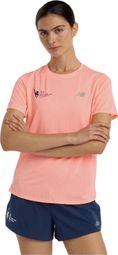 Damesshirt met korte mouwen New Balance NYC Marathon Athletics roze