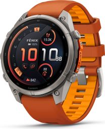 Montre GPS Garmin Fénix 9 Pro AMOLED/InReach -  47mm Sapphire Titanium avec Bracelet Ocre/Orange