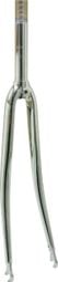 FOURCHE VTC 700X35 RIGIDE CINTREE ACIER CHROME AVEC TASSEAUX Pivot Filete 255 160mm 1 22 2 Interieur Cone 264mm 3700948042151