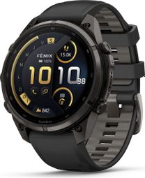 Montre GPS Garmin Fénix 9 Pro AMOLED/InReach - 47 mm Sapphire Titane Carbon Gray DLC avec Bracelet en Silicone Noir/Gris