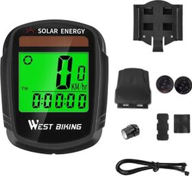 Compteur de vélo solaire sans fil  réveil automatique écran LCD rétroéclairé