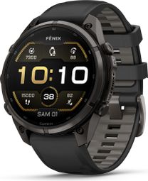 Montre GPS Garmin Fénix 9 Pro AMOLED -  47mm Sapphire Titane Carbon DLC avec Bracelet Noir/Gris