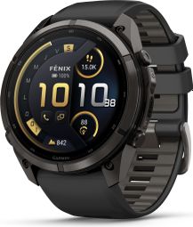 Montre GPS Garmin Fénix 9 Pro AMOLED/InReach - 51 mm Sapphire Titane Carbon Gray DLC avec Bracelet en Silicone Noir/Gris