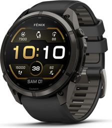 Montre GPS Garmin Fénix 9 Pro Amoled - 51 mm Sapphire Titane Carbon DLC avec Bracelet Noir/Gris