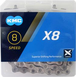 KMC Chaîne de vélo X8 Argent 114 maillons