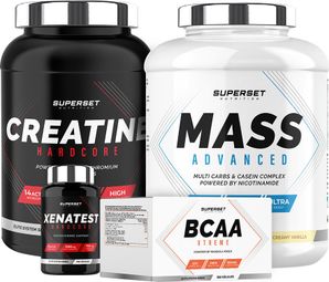 Programme Prise de Masse Expert - Mass Advanced 2 5kg Vanille Crémeuse - Créatine Hardcore - BCAA Xtreme - Xenatest Hardcore