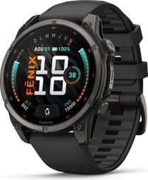 Montre GPS Garmin Fénix 9 AMOLED - 47mm Sapphire Titane Carbon Gray DLC avec Bracelet en Silicone Noir