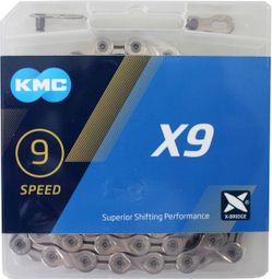 KMC Chaîne de vélo X9 Argent 114 maillons