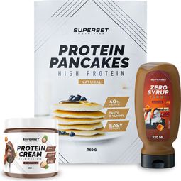 PACK PETIT-DEJ – PANCAKES Nature - PROTEIN CREAM Chocotella + ZERO SYRUP Caramel