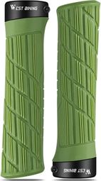 Poignées de guidon de vélo antidérapantes - Vert noirâtre