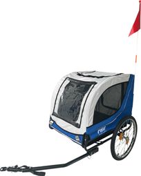 Remorque vélo pour chien avec réflecteurs - Bleu/blanc - jusqu'à 30 KG