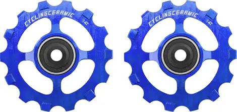 CyclingCeramic Narrow 14T Pulley Wheels for Sram Apex 1/Force CX1/Force 1/Rival 1/XX1/X01 1x11S Derailleur Blue