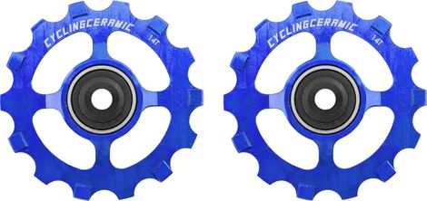 Galets CyclingCeramic Narrow 14T pour Dérailleur Sram Apex 1/Force CX1/Force 1/Rival 1/XX1/X01 1x11V Bleu