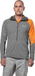 Salewa NXT Hybrid fleece met halve rits, grijs/oranje, heren