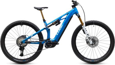 Bicicleta de montaña eléctrica con suspensión total Cube Stereo Hybrid One44 HPC AT 800 Shimano Di2 12 V 800 Wh Bosch 120 Nm 29'' Azul Actionteam 2027