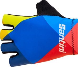 Santini x Lidl Trek Unisex Short Gloves Blue